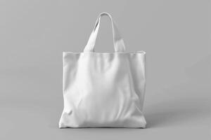 ai généré achats blanc Vide fourre-tout sac maquette dans Facile blanc Contexte. La publicité concept pour votre conception et promotion. photo