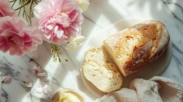 ai généré pain et beurre, fait maison cuisson et traditionnel nourriture, pays la vie photo