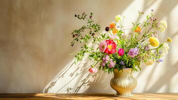 ai généré printemps fleurs dans ancien vase, magnifique floral arrangement, Accueil décor, mariage et fleuriste conception photo