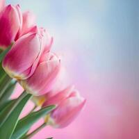 ai généré ai généré de la mère jour, la Saint-Valentin journée Contexte concept avec tulipe fleur. photo