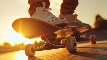 ai généré skateur équitation une planche à roulette sur une skatepark rampe photo