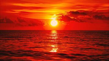ai généré le coucher du soleil plus de le mer dans le tropiques. magnifique paysage. photo