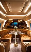 ai généré intérieur de une luxe affaires jet avion. luxe Voyage. ai génératif photo