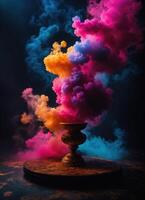 ai généré coloré nuage avec fumée sur noir Contexte. ai génératif photo