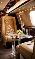 ai généré intérieur de une luxe affaires jet avion. luxe Voyage. ai génératif photo