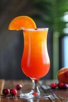 ai généré une tropical la fusion de vodka, pêche du schnaps, canneberge, et Orange jus photo