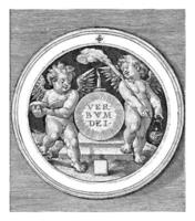 médaillon avec deux putti, croustillant van de passe je, 1594 photo