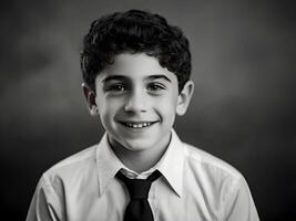 ai généré portrait de le mignonne juif garçon photo