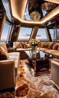 ai généré intérieur de une luxe affaires jet avion. luxe Voyage. ai génératif photo