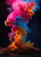 ai généré coloré nuage avec fumée sur noir Contexte. ai génératif photo