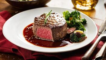 ai généré du boeuf steaks avec asperges et balsamique vinaigre. ai génératif photo