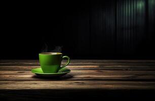 ai généré non logo, non texte, vide tasse de café sur en bois table sans pour autant texte photo