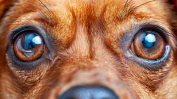 ai généré intense proche en haut de chien s visage avec expressif yeux concept de animaux domestiques et mode de vie photo