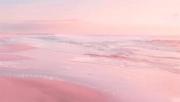 ai généré magnifique le coucher du soleil sur le plage avec doux vagues et pastels couleurs photo