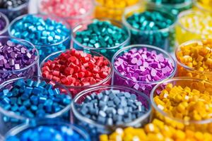 ai généré Plastique polymère Couleur pigment granules industriel. photo