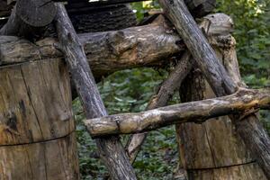 vieux en bois construction, proche en haut. photo