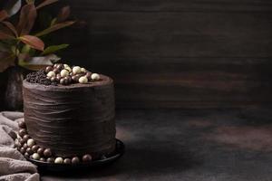 concept de gâteau au chocolat vue de face photo