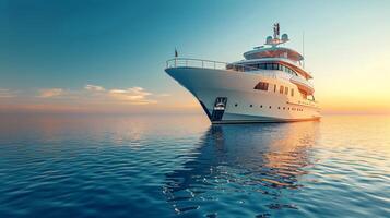 ai généré grand bateau flottant sur corps de l'eau photo