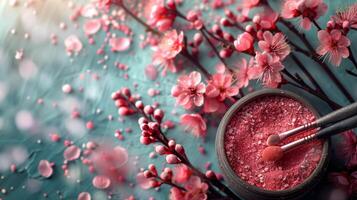 ai généré bol de rouge liquide suivant à brosse photo