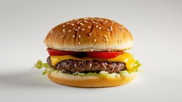 ai généré Hamburger avec Célibataire pâté mélanger avec fromage dan tomates photo