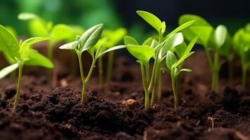 ai généré Jeune Pomme jeunes arbres affichage de bonne heure feuillage croissance photo