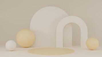 3d le rendu abstrait beige Contexte avec d'or podium photo