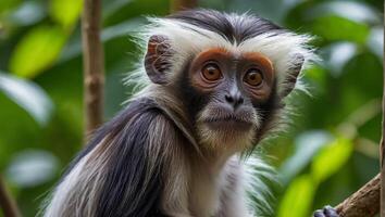 ai généré colobe singe dans la nature photo