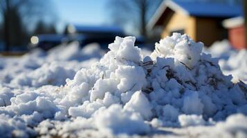 ai généré terre sol couvert par la glace neige sur hiver tomber photo