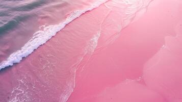 ai généré rose plage horizon avec magnifique Soleil des rayons photo