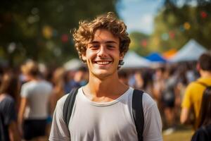 ai généré Masculin Université étudiant à été Festival photo