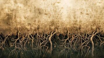 ai généré mystérieux ancien forêt les racines Contexte photo