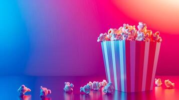 ai généré vibrant pop corn fête avec coloré éclairage photo