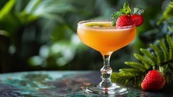 ai généré rafraîchissant verre de la glace thé avec framboises et menthe photo