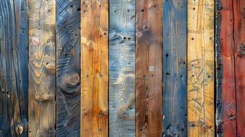 ai généré proche en haut vue de une en bois mur photo