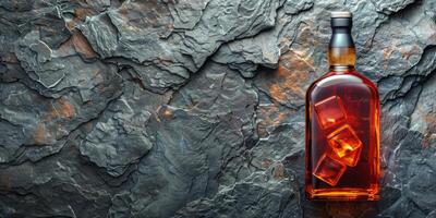 ai généré bouteille de de l'alcool sur table photo