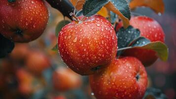 ai généré bouquet de pommes sur arbre photo