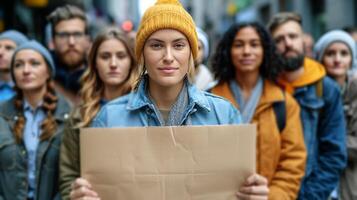 ai généré groupe de gens en portant une signe photo