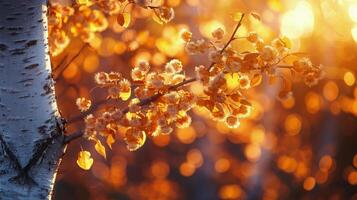 ai généré proche en haut de arbre avec Jaune feuilles photo