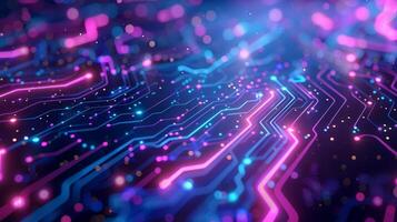 ai généré néon bleu et violet abstrait motifs émuler numérique connectivité circuits photo