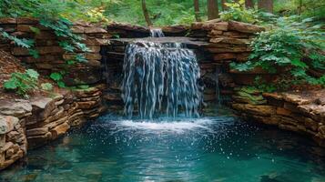 ai généré bassin avec une cascade photo