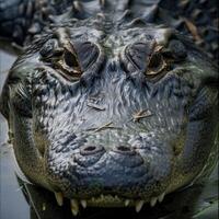 ai généré grand alligator dans le l'eau photo