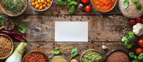 ai généré assorti des légumes sur en bois table photo