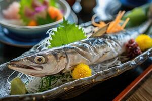 ai généré Frais poisson prêt pour cuisson, évoquant culinaire inspiration photo