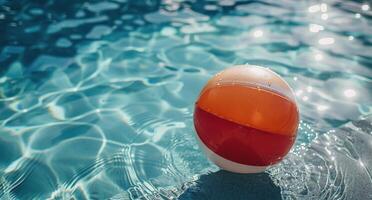 ai généré Orange et blanc Balle flottant dans bassin photo