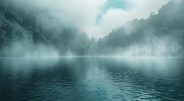 ai généré l'eau corps avec des arbres dans Contexte photo