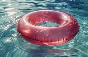 ai généré rouge bague flottant dans l'eau photo