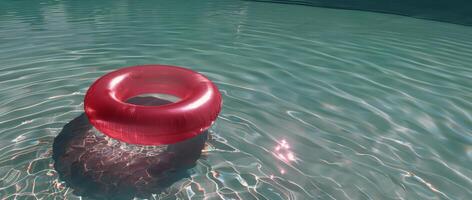 ai généré rouge bague flottant dans l'eau photo