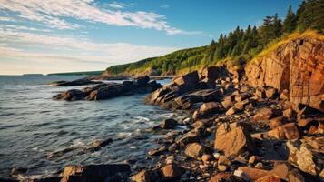 ai généré isolé et scénique côte avec rochers et vagues photo