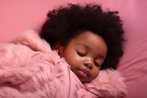 ai généré studio portrait de mignonne fatigué en train de dormir enfant sur blanc et Couleur Contexte photo