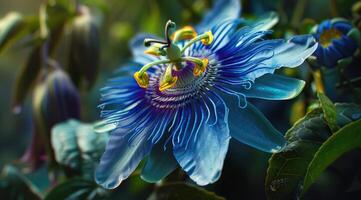 ai généré passiflora caerulea fleur fermer. photo